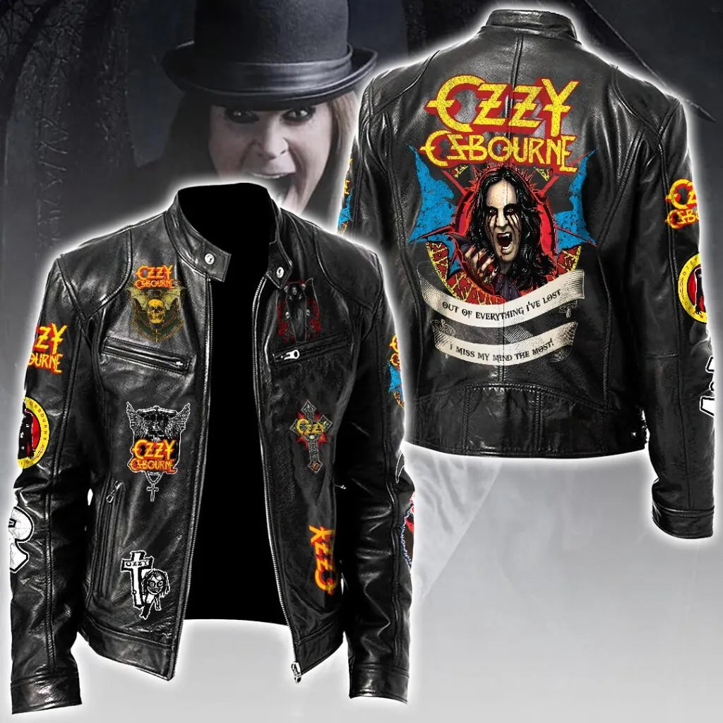 LIMITED EDITION - NEW CUSTOMIZED OZZY OSBOURNE X BLACK SABBATH MOTORCYCLE LEATHER JACKET