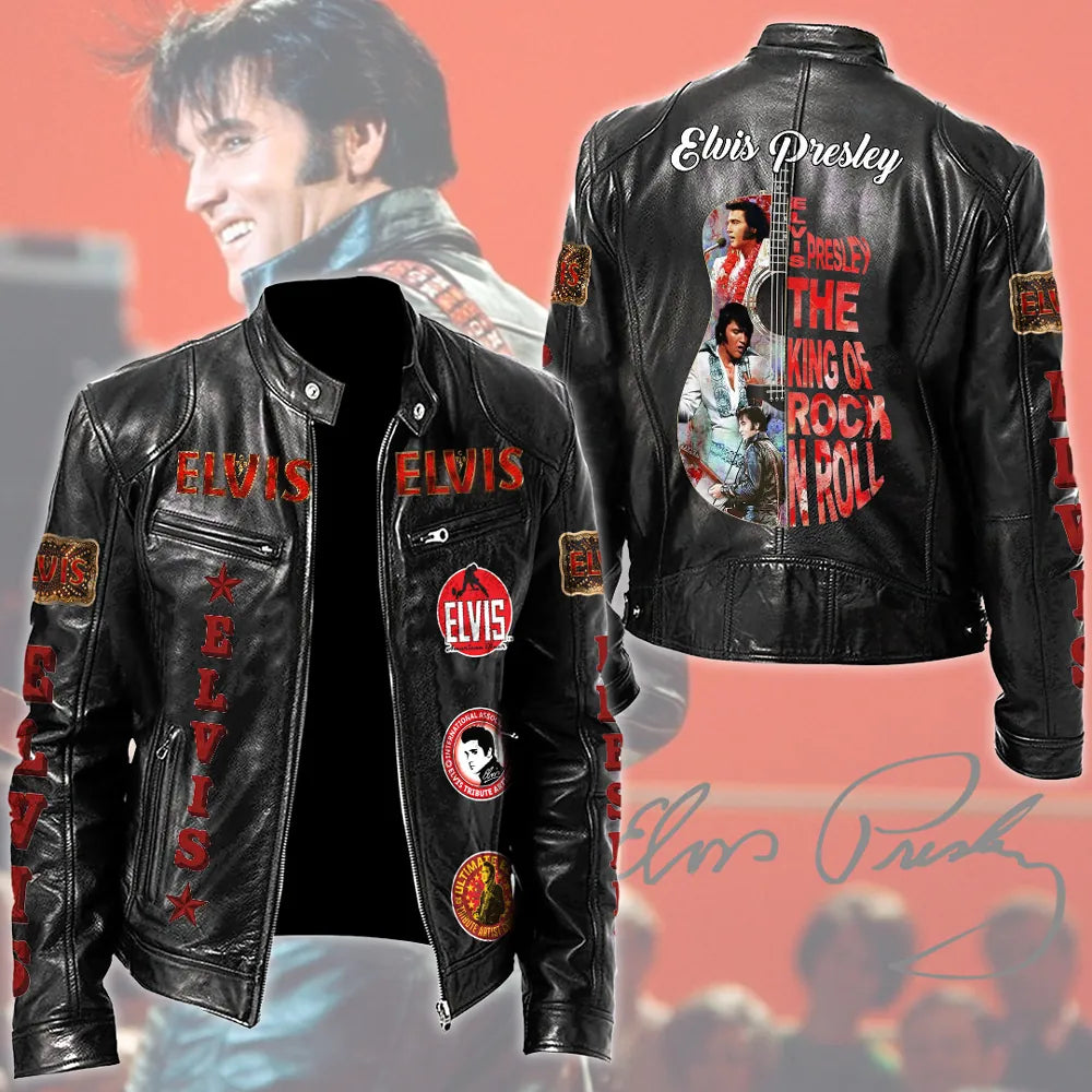 LIMITED EDITION - NEW CUSTOMIZED ELVIS PRESLEY MOTORCYCLE LEATHER JACKET