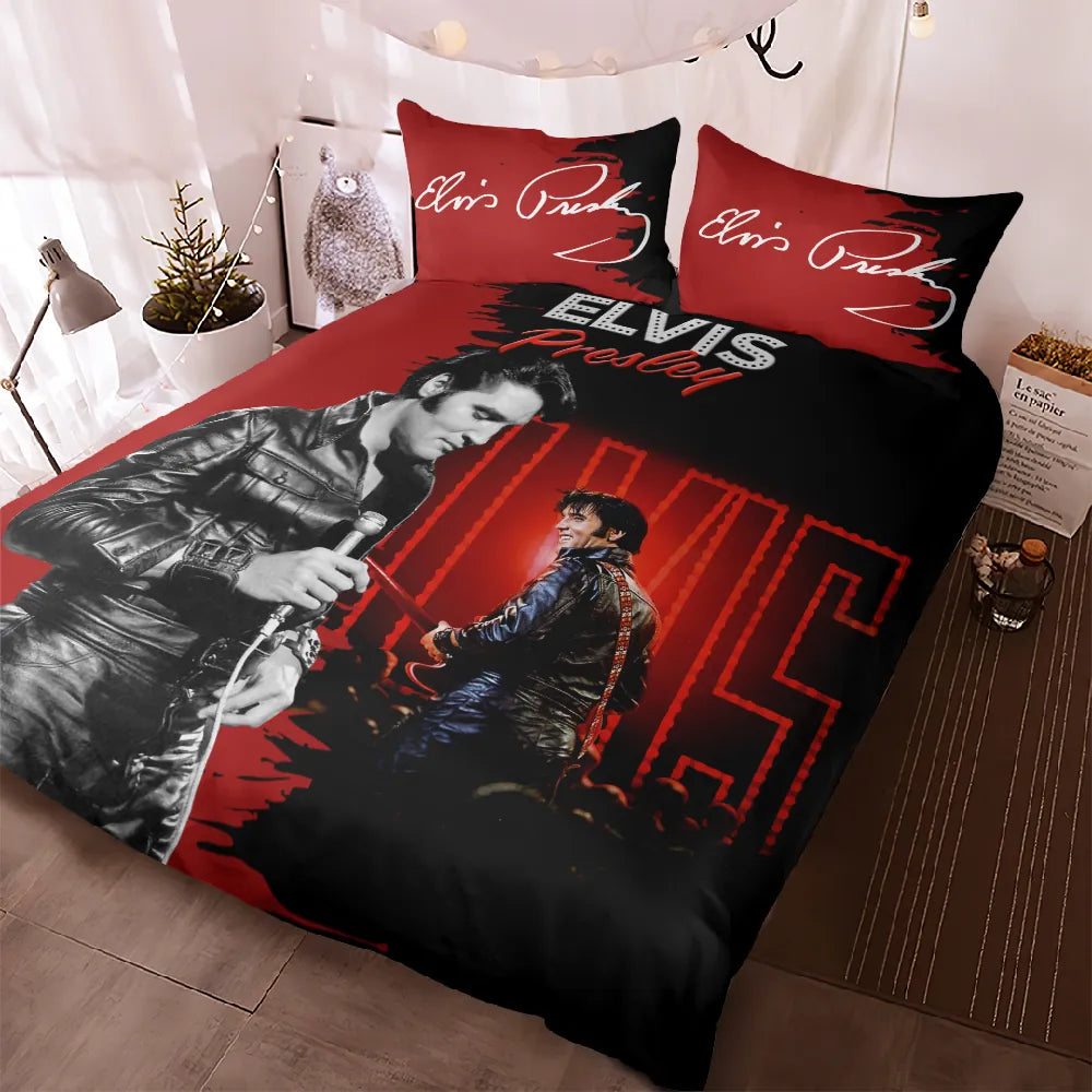 LIMITED EDITION - NEW CUSTOMIZED ELVIS PRESLEY 3-PIECE DUVET BEDDING SET