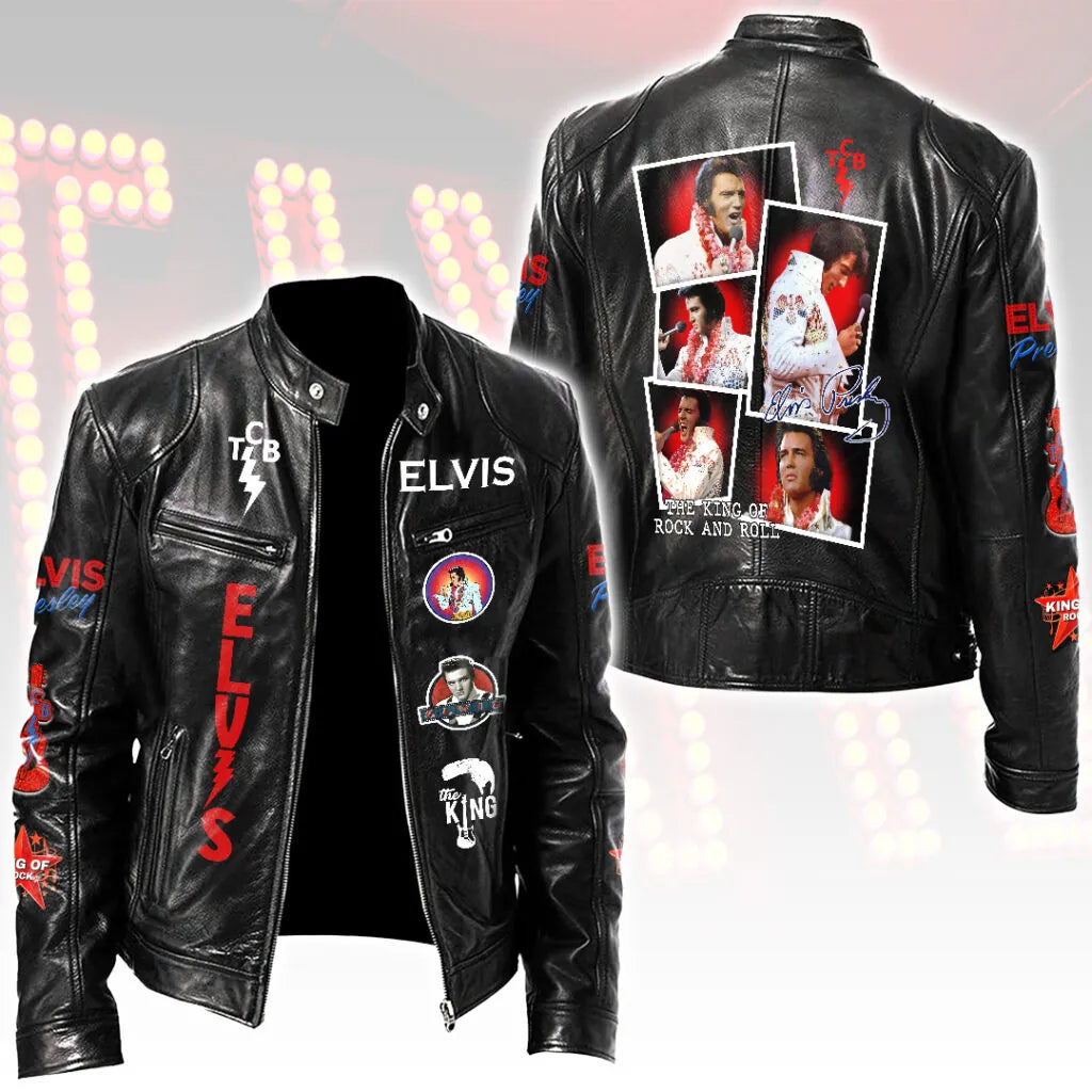 LIMITED EDITION - NEW CUSTOMIZED ELVIS PRESLEY MOTORCYCLE LEATHER JACKET