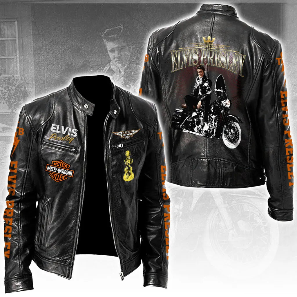 LIMITED EDITION - NEW CUSTOMIZED ELVIS PRESLEY MOTORCYCLE LEATHER JACKET