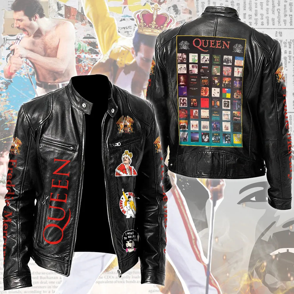 LIMITED EDITION - NEW CUSTOMIZED FREDDIE MERCURY MOTORCYCLE LEATHER JACKET
