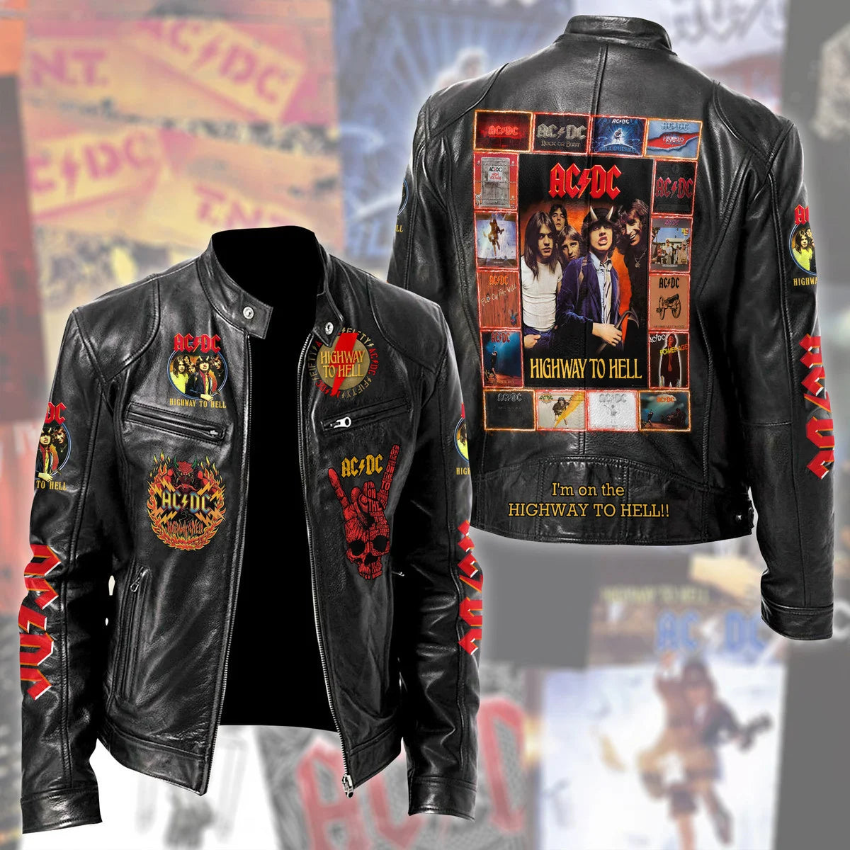 LIMITED EDITION - NEW CUSTOMIZED AC/DC MOTORCYCLE LEATHER JACKET