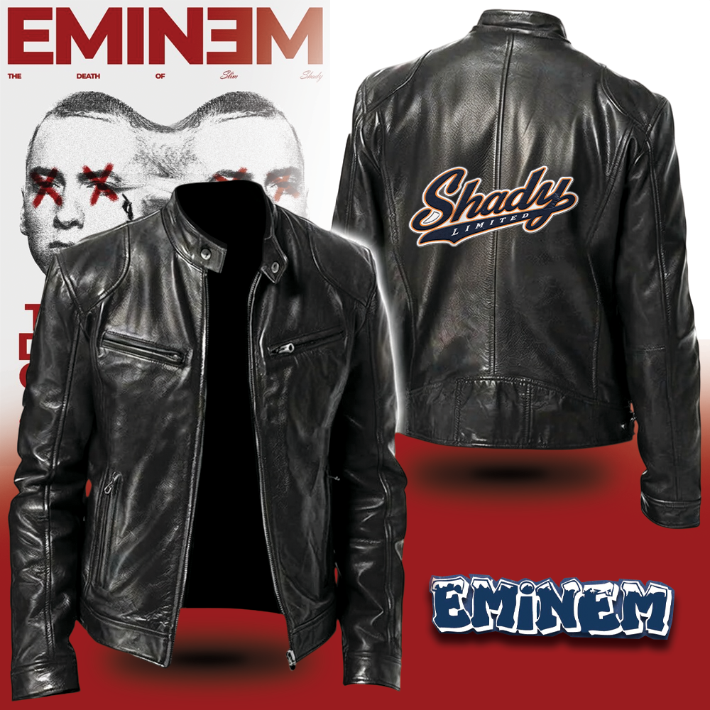 LIMITED EDITION - NEW CUSTOMIZED EMINEM MOTORCYCLE LEATHER JACKET