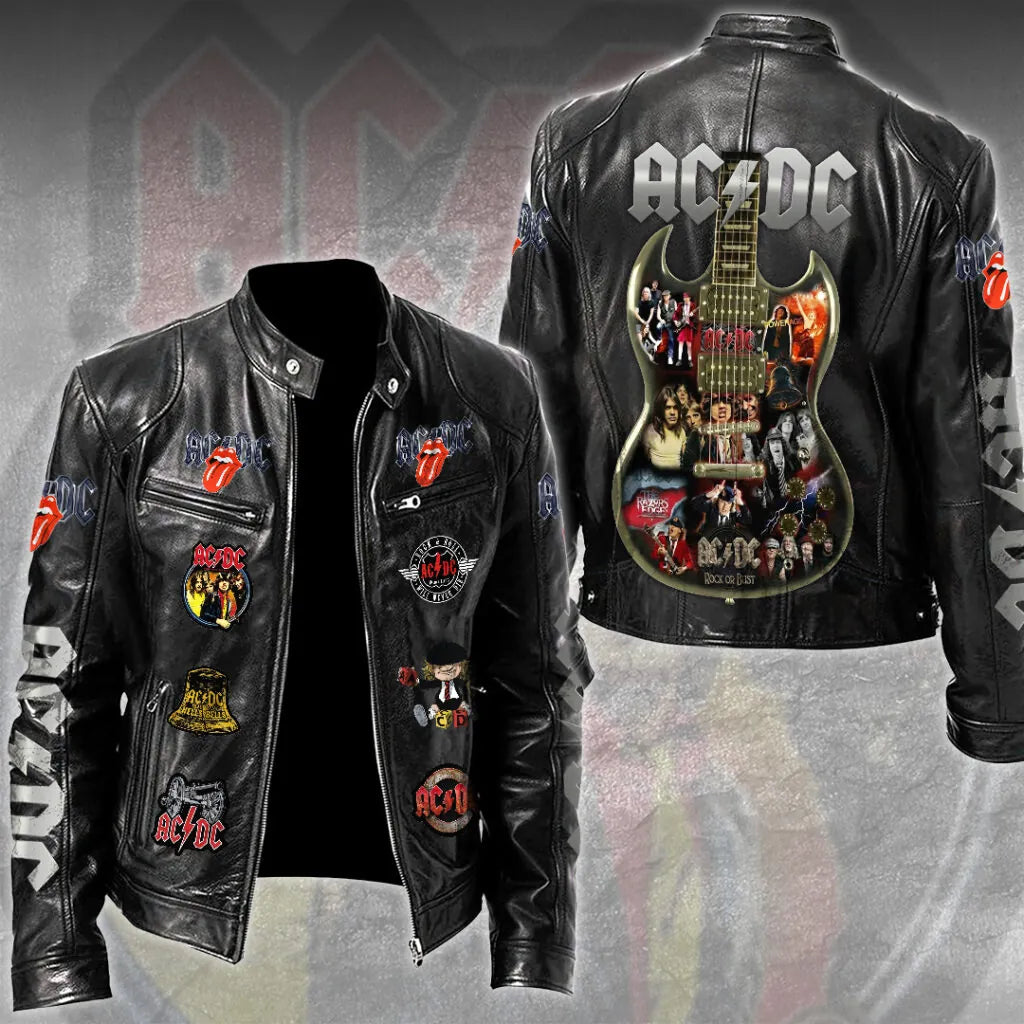 LIMITED EDITION - NEW CUSTOMIZED AC/DC MOTORCYCLE LEATHER JACKET