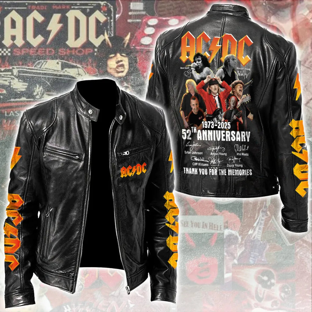 LIMITED EDITION - NEW CUSTOMIZED AC/DC MOTORCYCLE LEATHER JACKET