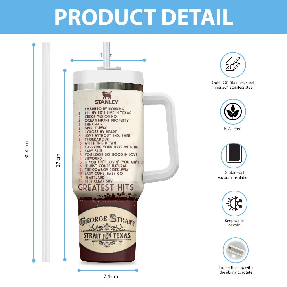 LIMITED EDITION - NEW CUSTOMIZED GEORGE STRAIT TUMBLER CUP