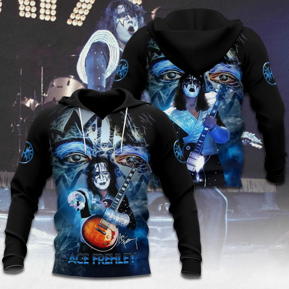 LIMITED EDITION - NEW CUSTOMIZED KISS X ACE FREHLEY T-SHIRT, HOODIE, ZIP HOODIE