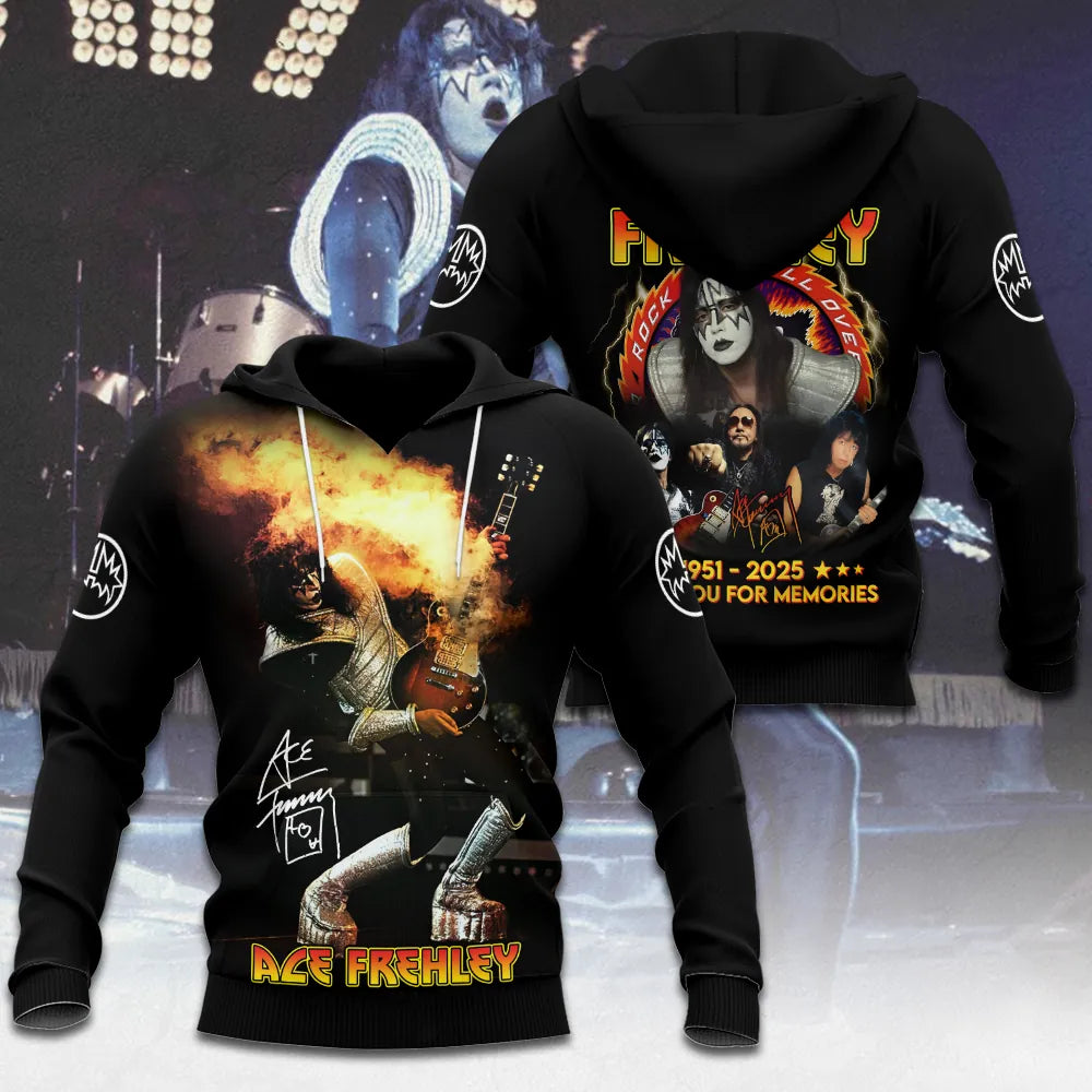 LIMITED EDITION - NEW CUSTOMIZED KISS X ACE FREHLEY T-SHIRT, HOODIE, ZIP HOODIE