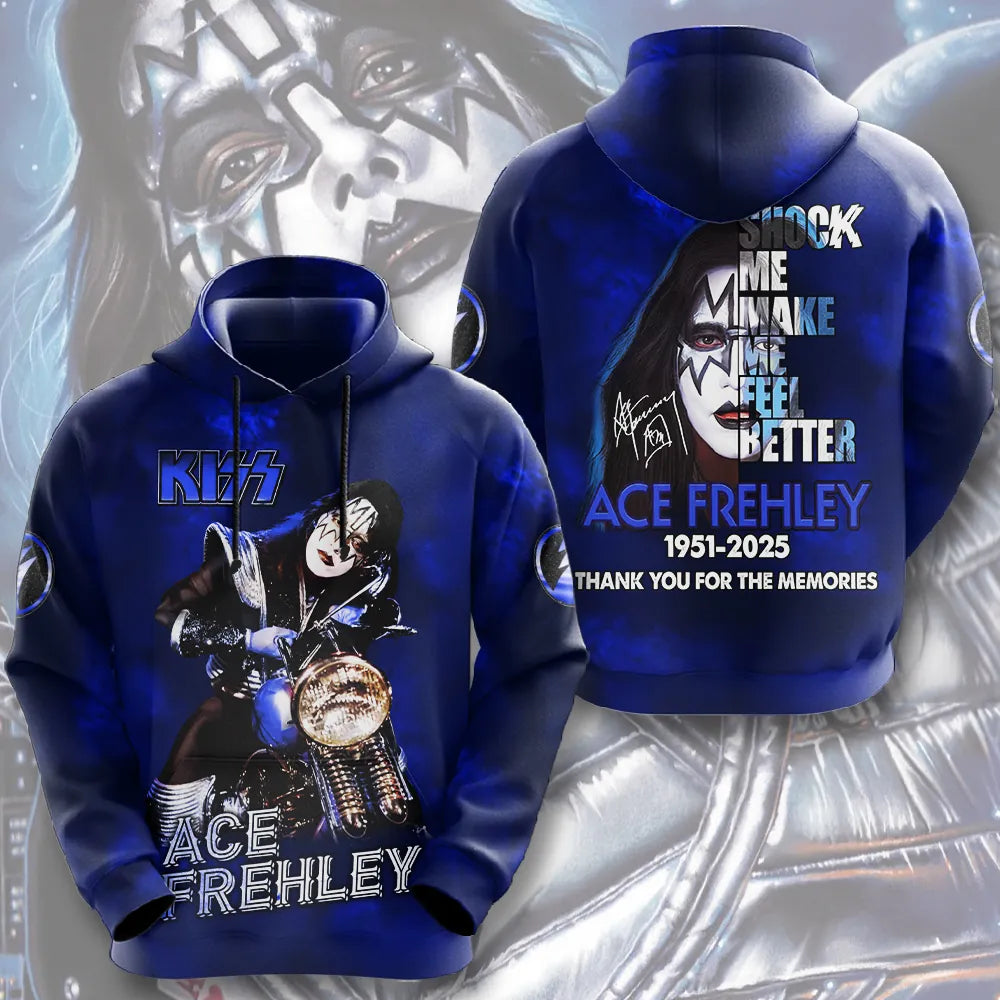 LIMITED EDITION - NEW CUSTOMIZED KISS X ACE FREHLEY T-SHIRT, HOODIE, ZIP HOODIE