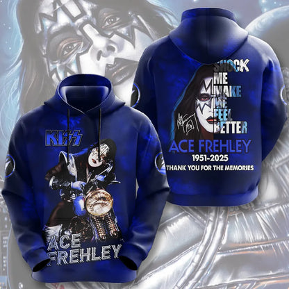 LIMITED EDITION - NEW CUSTOMIZED KISS X ACE FREHLEY T-SHIRT, HOODIE, ZIP HOODIE