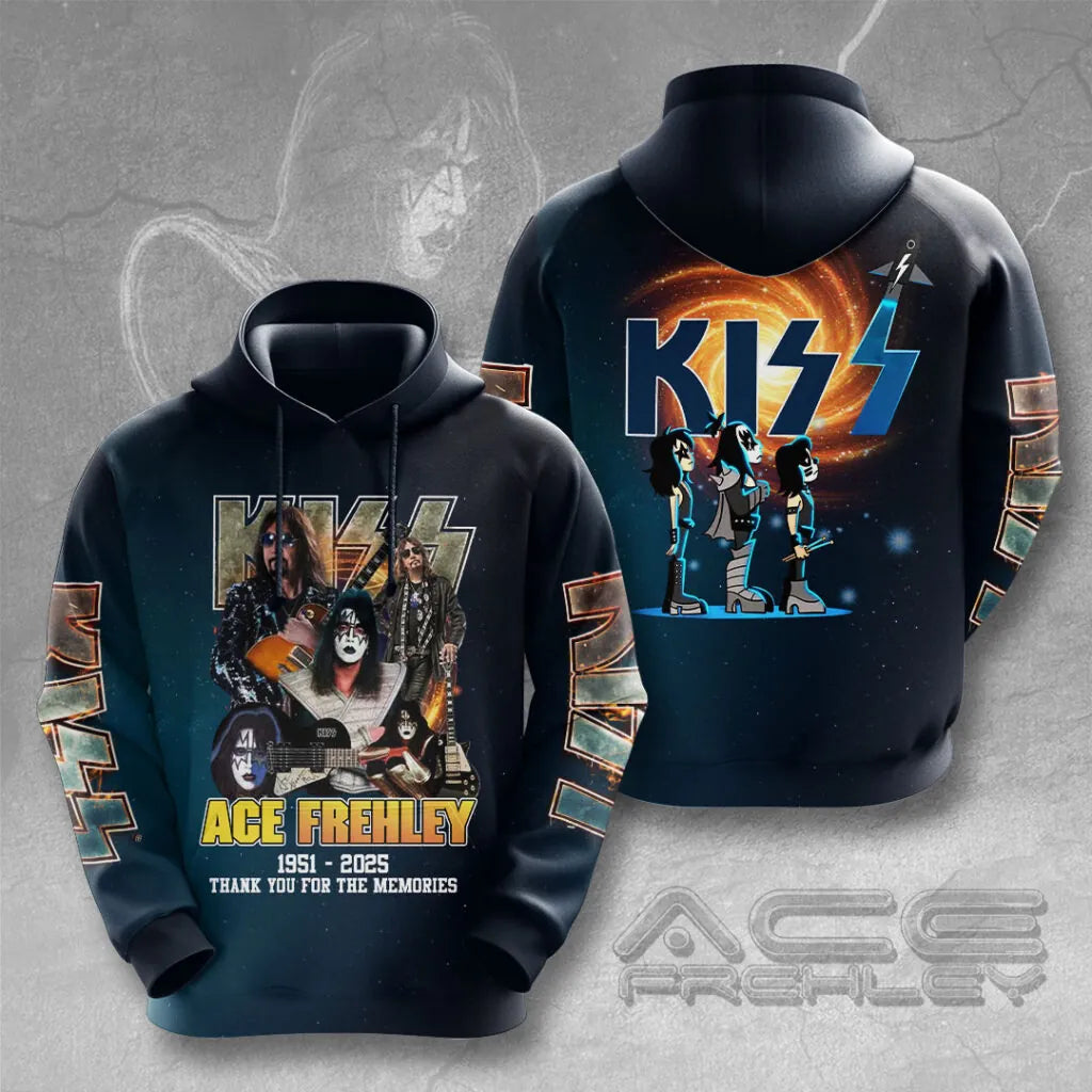 LIMITED EDITION - NEW CUSTOMIZED KISS X ACE FREHLEY T-SHIRT, HOODIE, ZIP HOODIE