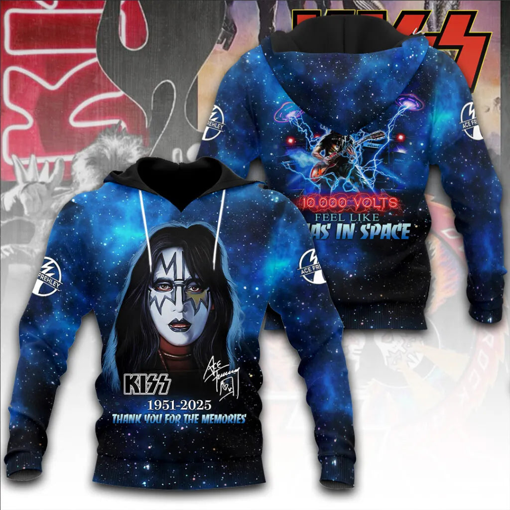 LIMITED EDITION - NEW CUSTOMIZED KISS X ACE FREHLEY T-SHIRT, HOODIE, ZIP HOODIE