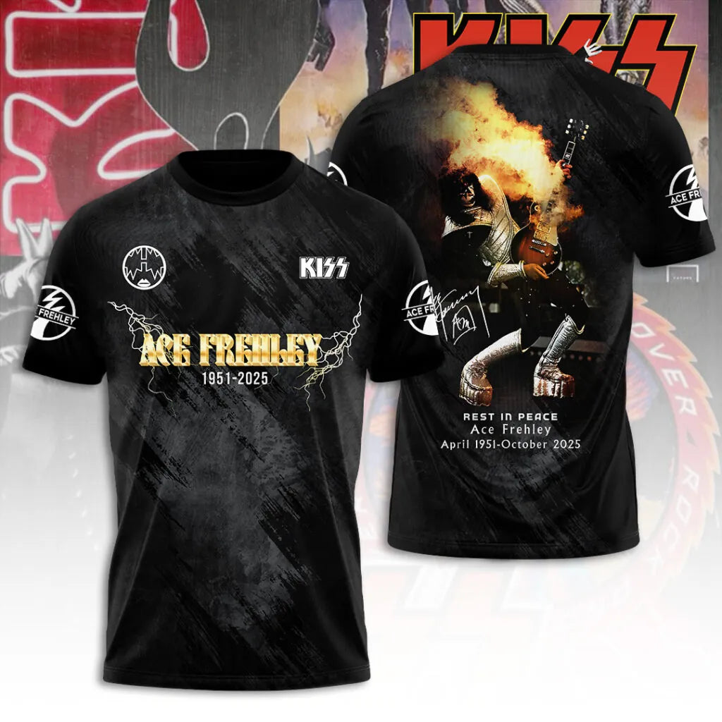 LIMITED EDITION - NEW CUSTOMIZED KISS X ACE FREHLEY T-SHIRT, HOODIE, ZIP HOODIE