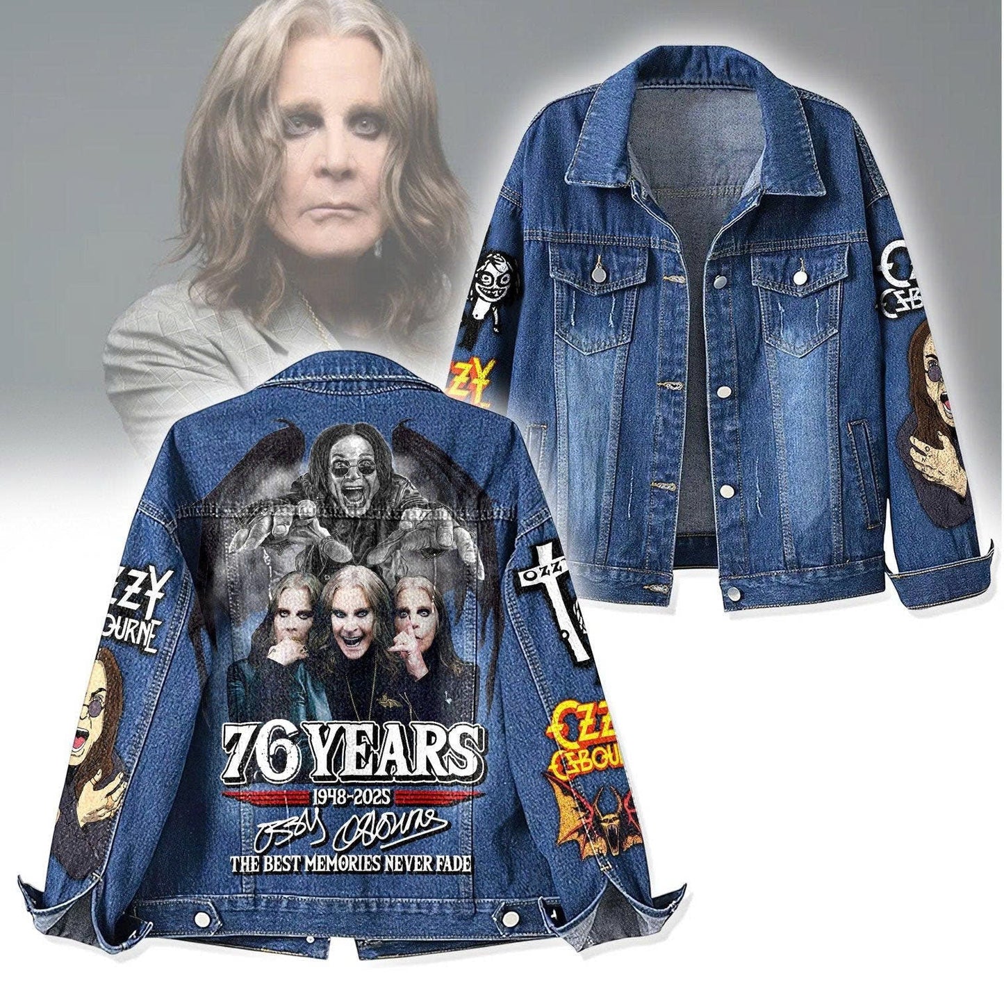 NEW PREMIUM BLACK SABBATH X OZZY OSBOURNE UNISEX DENIM JACKET