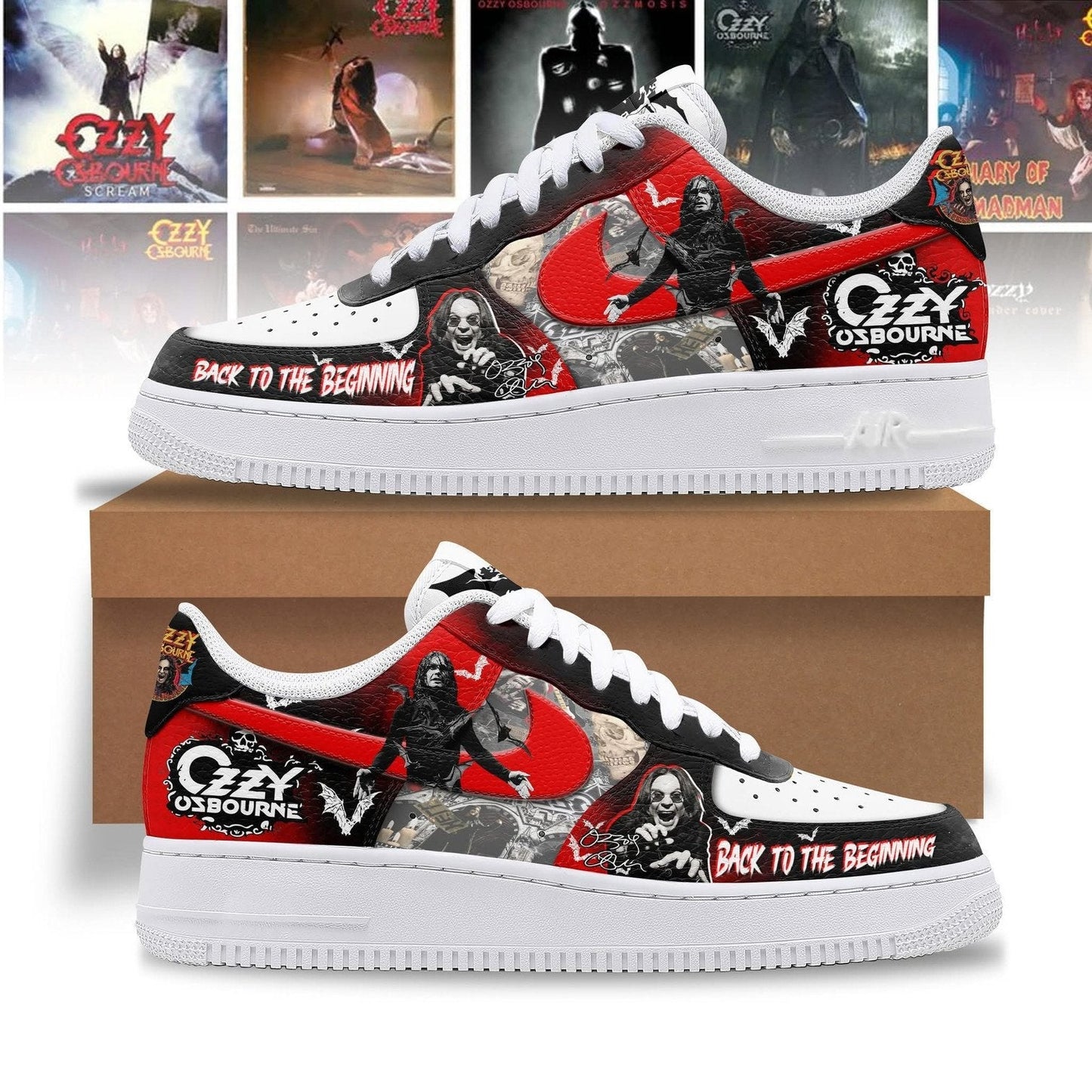 LIMITED EDITION - NEW CUSTOMIZED BLACK SABBATH x OZZY OSBOURNE AF1 SHOES