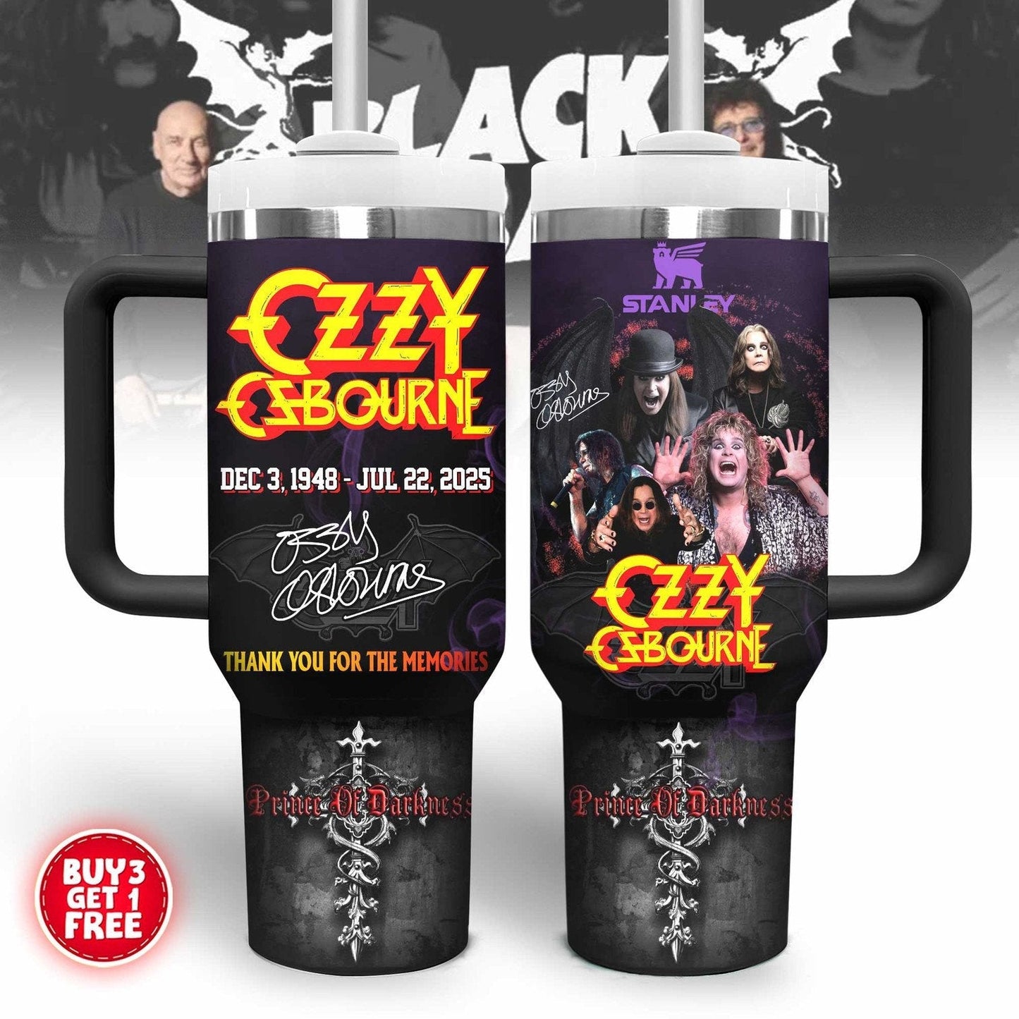 LIMITED EDITION - NEW CUSTOMIZED BLACK SABBATH  X OZZY OSBOURNE 40 OZ TUMBLER