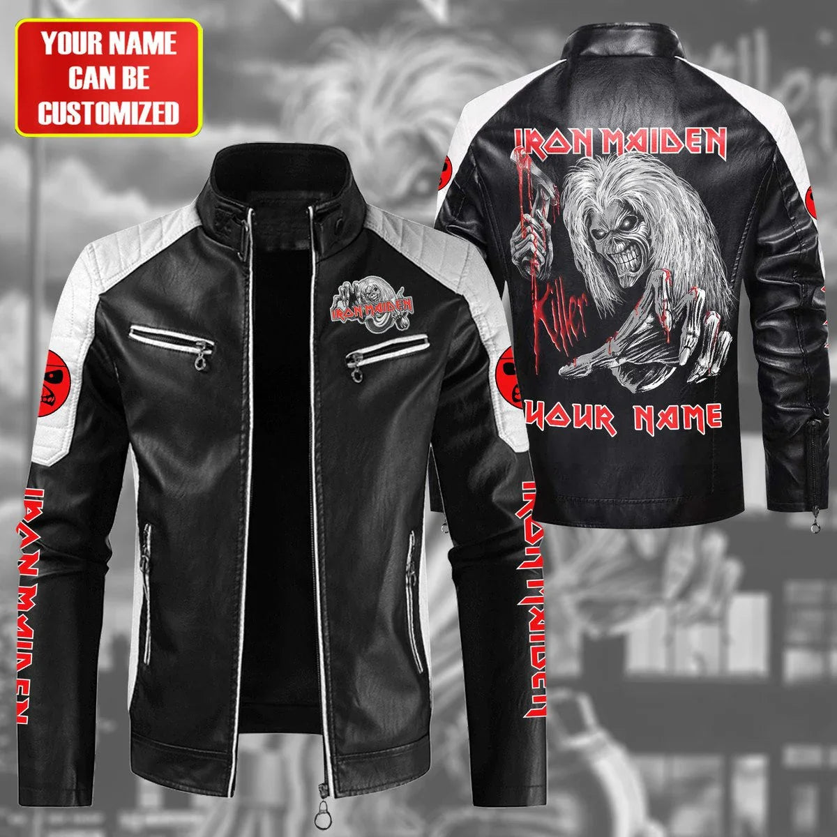 LIMITED EDITION - NEW CUSTOMIZED IRON MAIDEN LEATHER BIKER JACKET