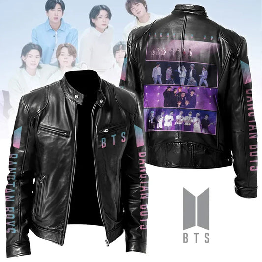 LIMITED EDITION - BTS COMEBACK WORLD TOUR MOTORCYCLE LEATHER JACKET