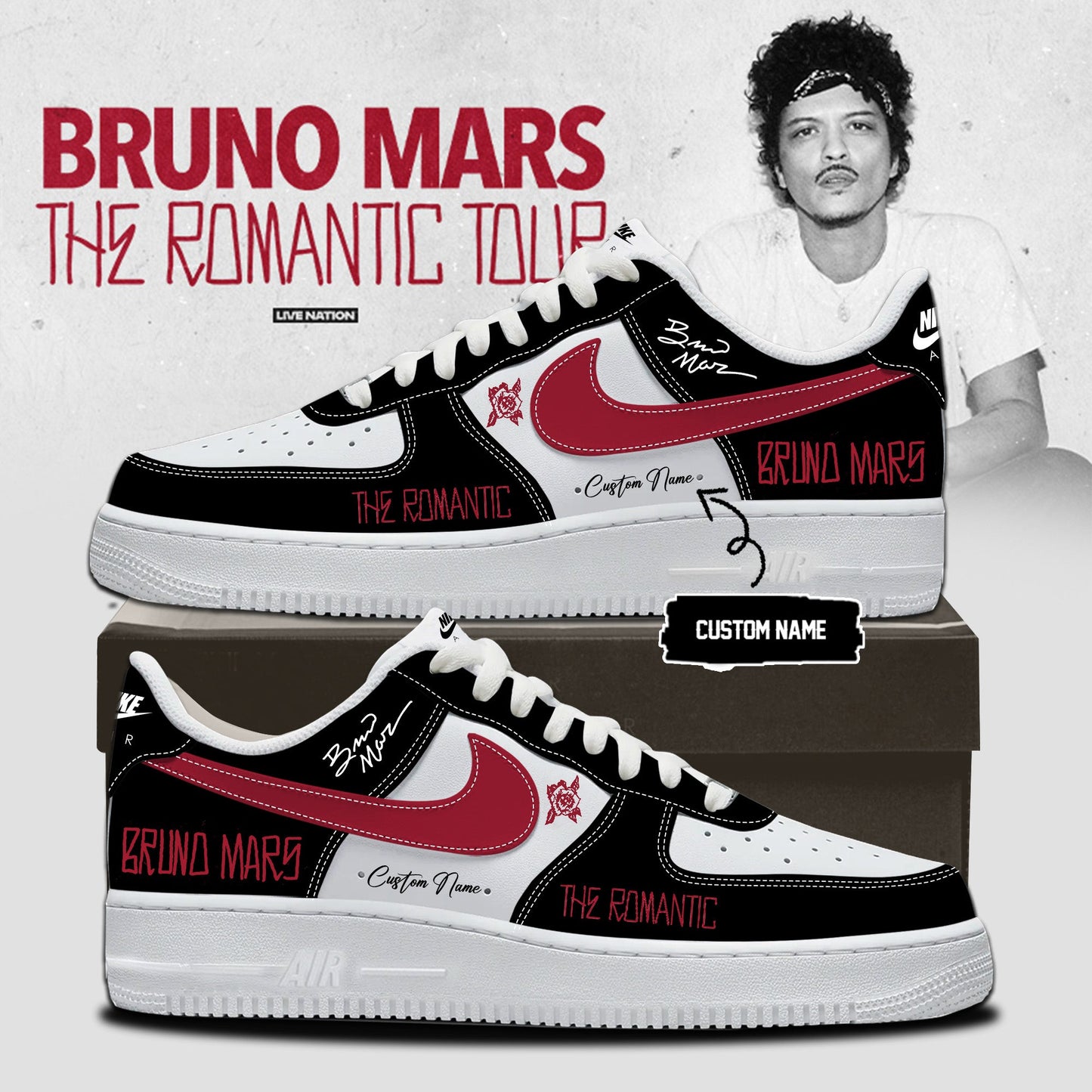 LIMITED EDITION - NEW CUSTOMIZED BRUNO MARS AF1 SHOES