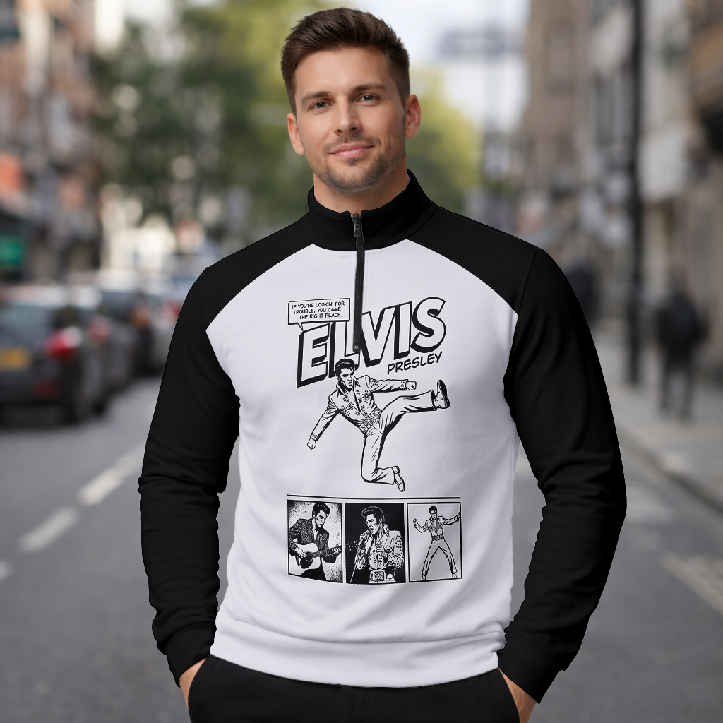 LIMITED EDITION - NEW CUSTOMIZED ELVIS PRESLEY SWEATER QUATER ZIP