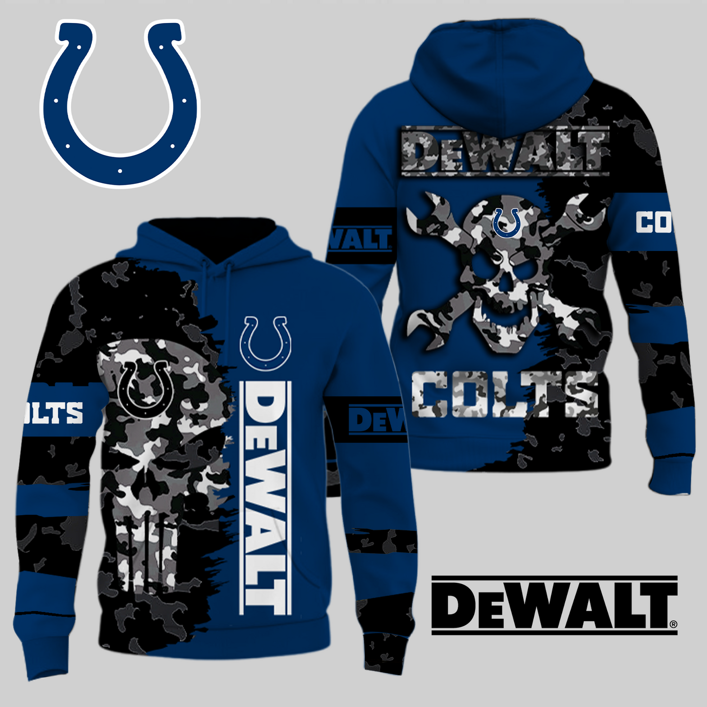 LIMITED EDITION - NEW CUSTOMIZED NFL17 IDC INDIANAPOLIS COLTS DEWALT UNISEX T-SHIRT, POLO, HOODIE & JACKETS
