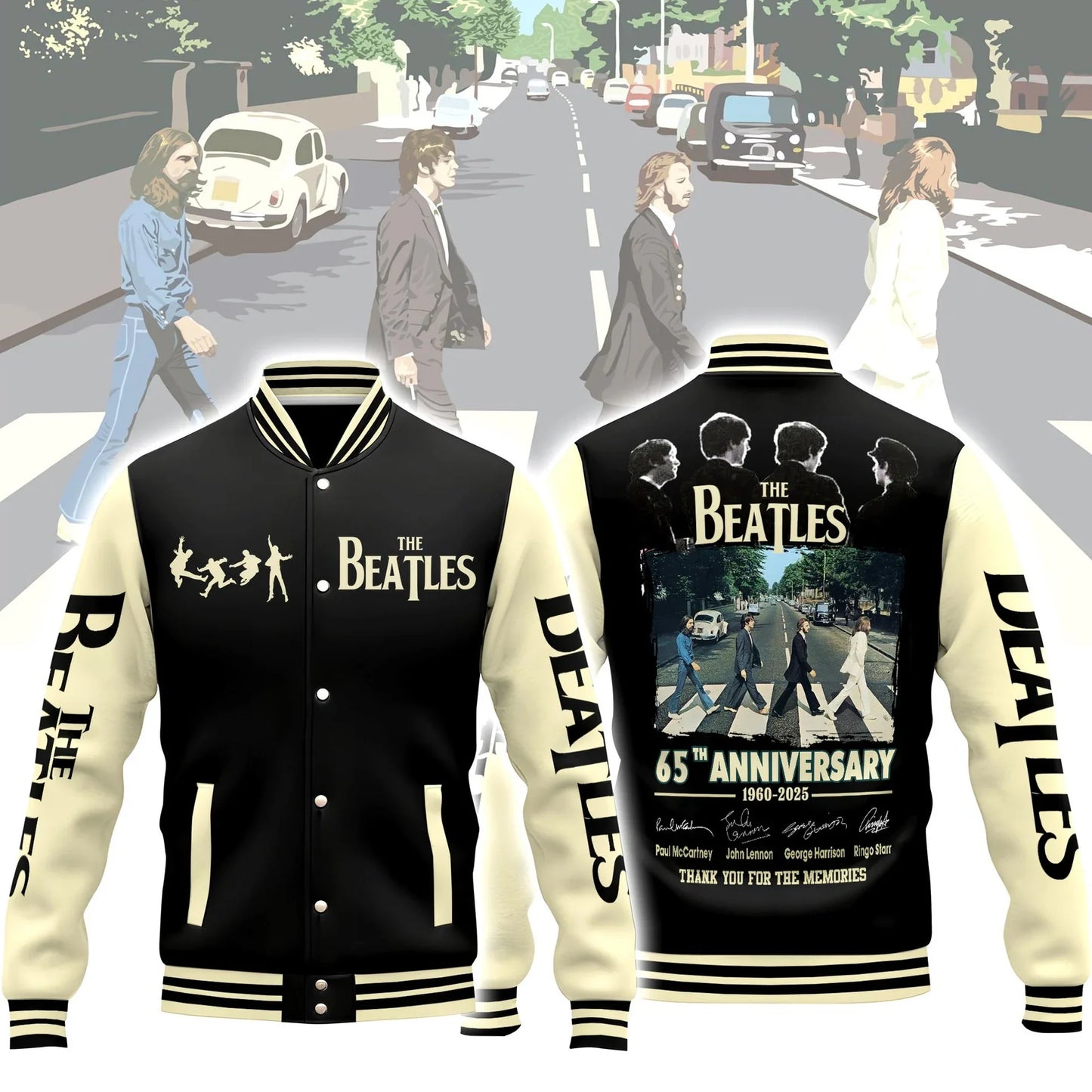 LIMITED EDITION - NEW CUSTOMIZED THE BEATLES SATIN VARSITY & BASEBALL JACKET