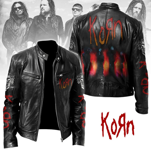 LIMITED EDITION - NEW CUSTOMIZED KORN MOTORCYCLE LEATHER JACKET