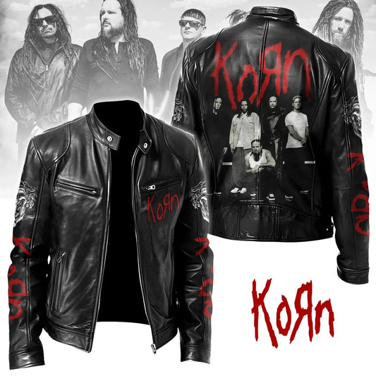 LIMITED EDITION - NEW CUSTOMIZED KORN MOTORCYCLE LEATHER JACKET