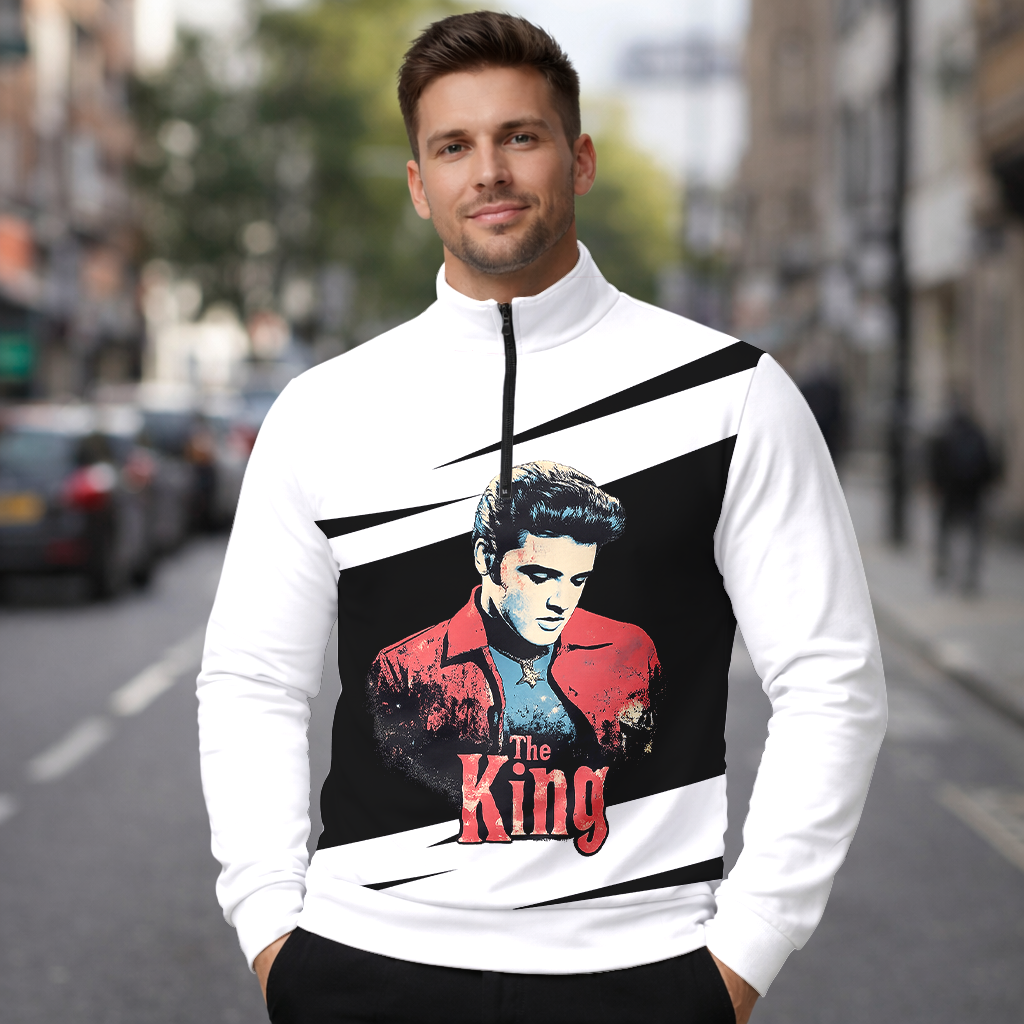 LIMITED EDITION - NEW CUSTOMIZED ELVIS PRESLEY SWEATER QUATER ZIP