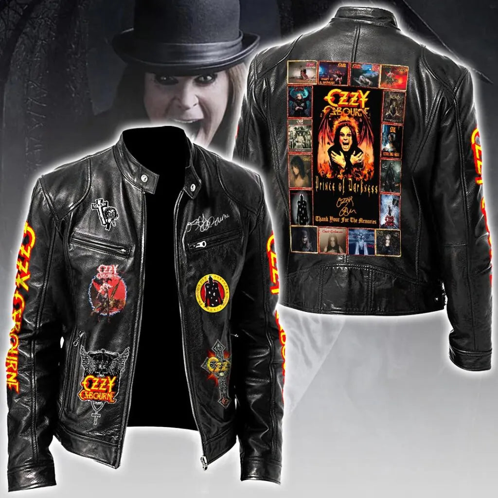 LIMITED EDITION - NEW CUSTOMIZED OZZY OSBOURNE X BLACK SABBATH MOTORCYCLE LEATHER JACKET