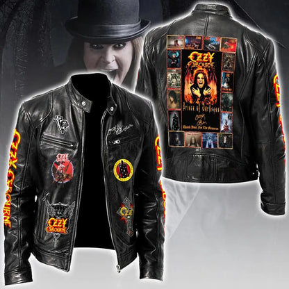 LIMITED EDITION - NEW CUSTOMIZED OZZY OSBOURNE X BLACK SABBATH MOTORCYCLE LEATHER JACKET