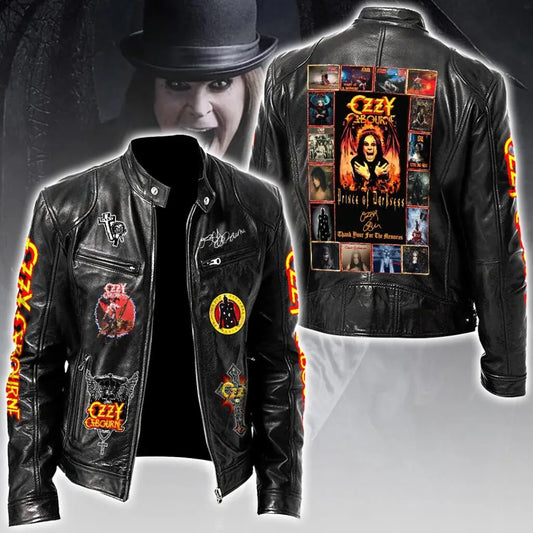 LIMITED EDITION - NEW CUSTOMIZED OZZY OSBOURNE X BLACK SABBATH MOTORCYCLE LEATHER JACKET