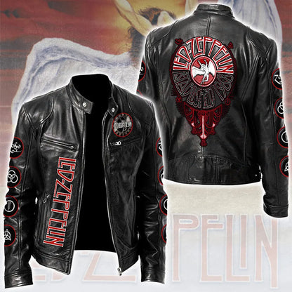 LIMITED EDITION - NEW CUSTOMIZED LED ZEPPELIN MOTORCYCLE LEATHER JACKET