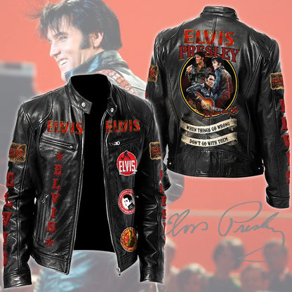 LIMITED EDITION - NEW CUSTOMIZED ELVIS PRESLEY MOTORCYCLE LEATHER JACKET