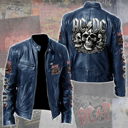 LIMITED EDITION - NEW CUSTOMIZED AC/DC MOTORCYCLE LEATHER JACKET