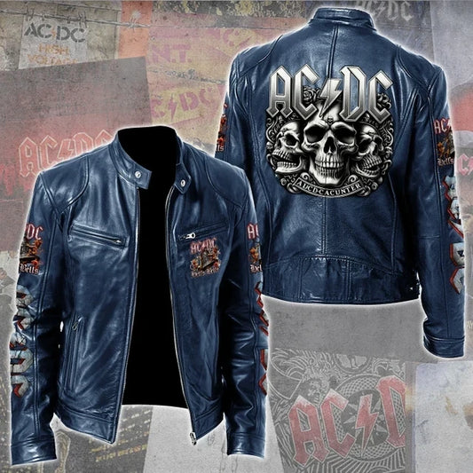 LIMITED EDITION - NEW CUSTOMIZED AC/DC MOTORCYCLE LEATHER JACKET