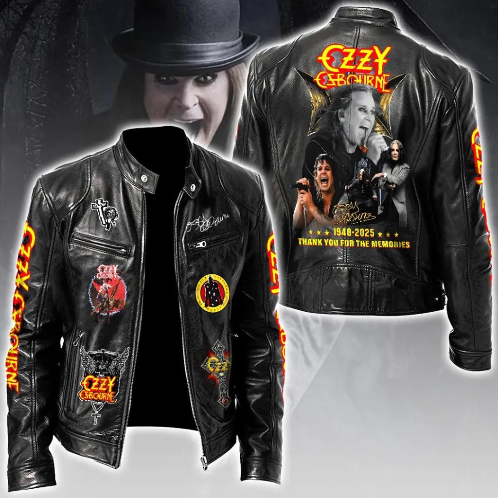 LIMITED EDITION - NEW CUSTOMIZED OZZY OSBOURNE X BLACK SABBATH MOTORCYCLE LEATHER JACKET