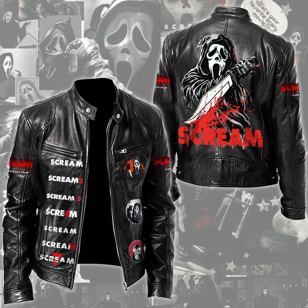 LIMITED EDITION - NEW CUSTOMIZED SCRE MOTORCYCLE LEATHER JACKET