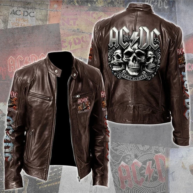 LIMITED EDITION - NEW CUSTOMIZED AC/DC MOTORCYCLE LEATHER JACKET