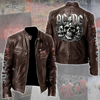 LIMITED EDITION - NEW CUSTOMIZED AC/DC MOTORCYCLE LEATHER JACKET