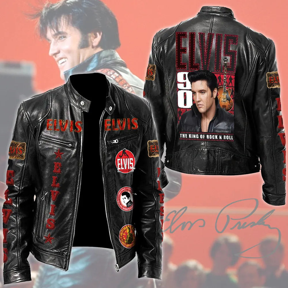 LIMITED EDITION - NEW CUSTOMIZED ELVIS PRESLEY MOTORCYCLE LEATHER JACKET