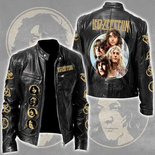 LIMITED EDITION - NEW CUSTOMIZED LED ZEPPELIN MOTORCYCLE LEATHER JACKET