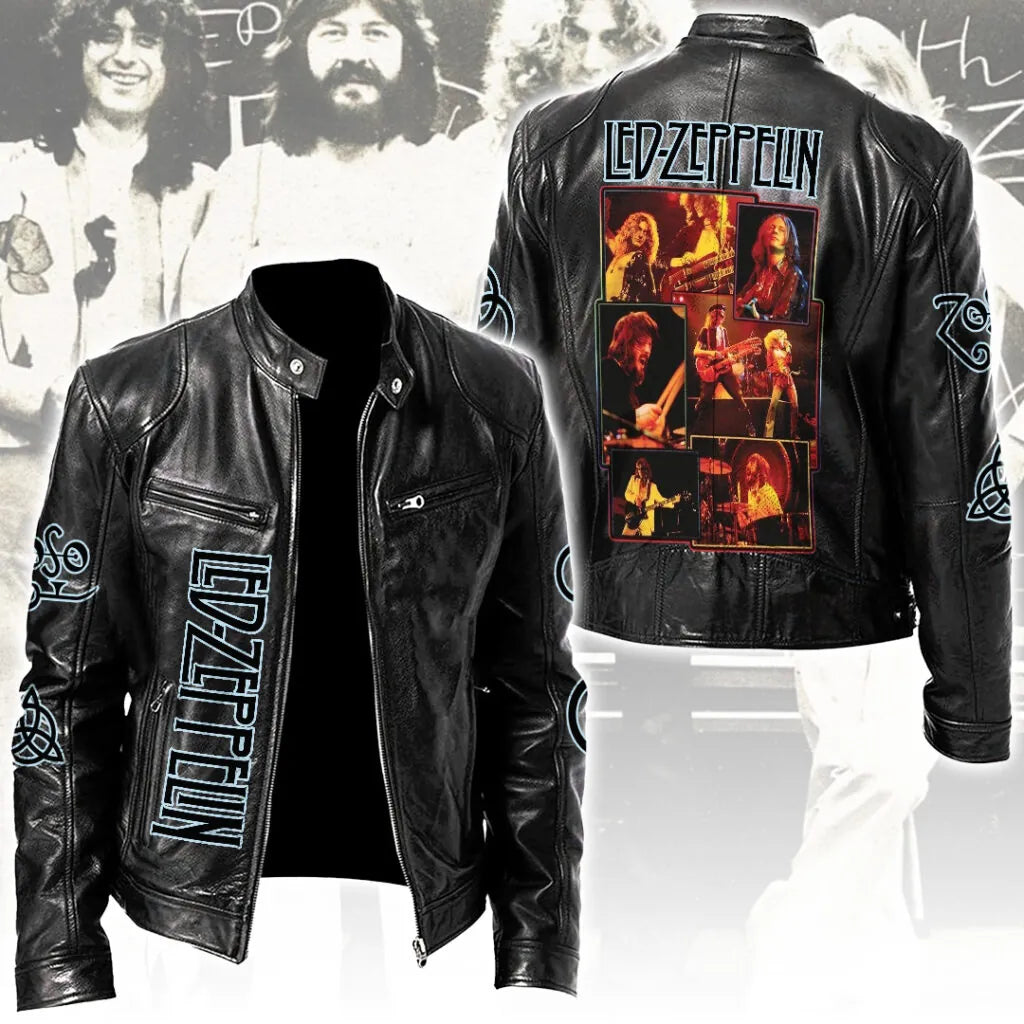 LIMITED EDITION - NEW CUSTOMIZED LED ZEPPELIN MOTORCYCLE LEATHER JACKET
