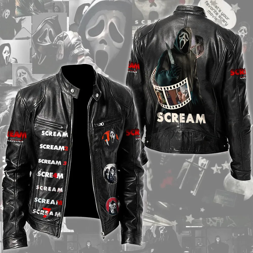 LIMITED EDITION - NEW CUSTOMIZED SCRE MOTORCYCLE LEATHER JACKET