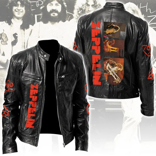 LIMITED EDITION - NEW CUSTOMIZED LED ZEPPELIN MOTORCYCLE LEATHER JACKET
