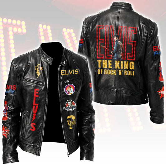 LIMITED EDITION - NEW CUSTOMIZED ELVIS PRESLEY MOTORCYCLE LEATHER JACKET