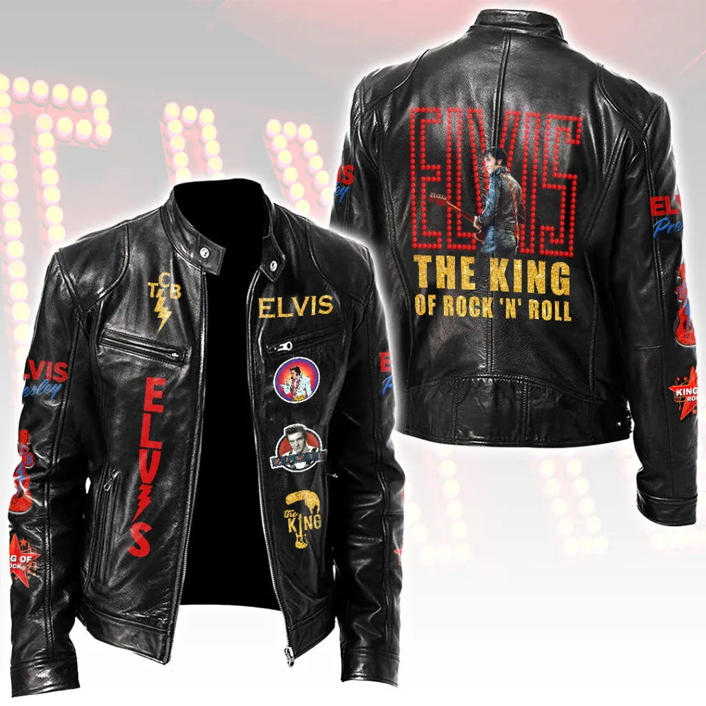 LIMITED EDITION - NEW CUSTOMIZED ELVIS PRESLEY MOTORCYCLE LEATHER JACKET
