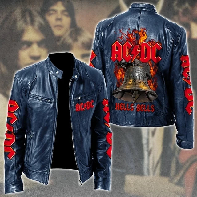 LIMITED EDITION - NEW CUSTOMIZED AC/DC MOTORCYCLE LEATHER JACKET