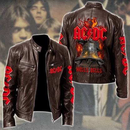 LIMITED EDITION - NEW CUSTOMIZED AC/DC MOTORCYCLE LEATHER JACKET